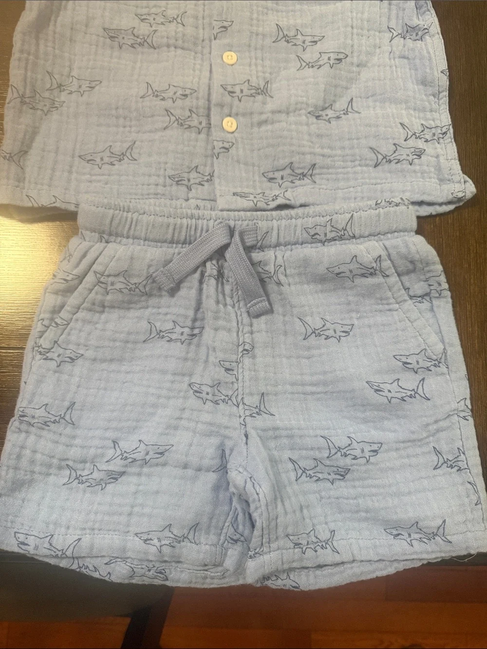The Children's Place Blue Shark Muslin Set
